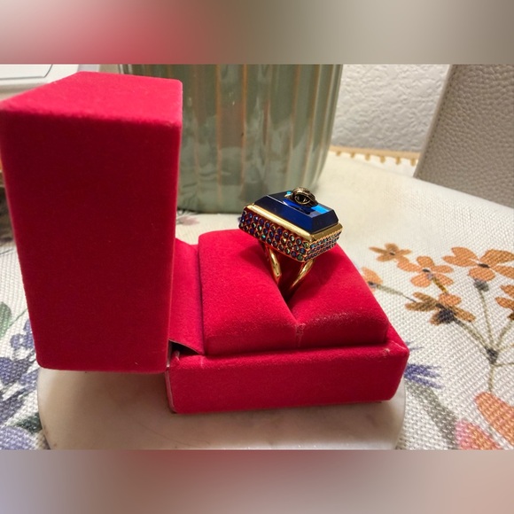 Kurt Geiger Gold and Blue Statement Ring - Picture 3 of 7